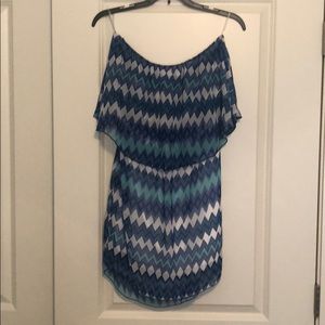 White/blue/mint green mini dress